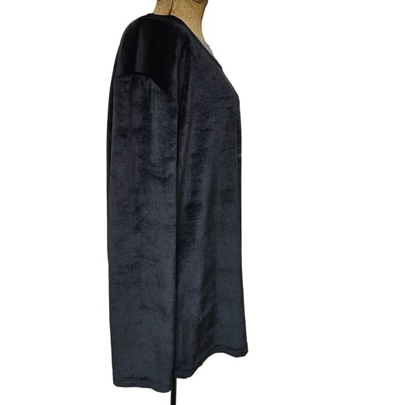Coconut Bay Sweater Womens 2X Black Velour Snowman Plus Size Soft Pullover - Picture 5 of 8